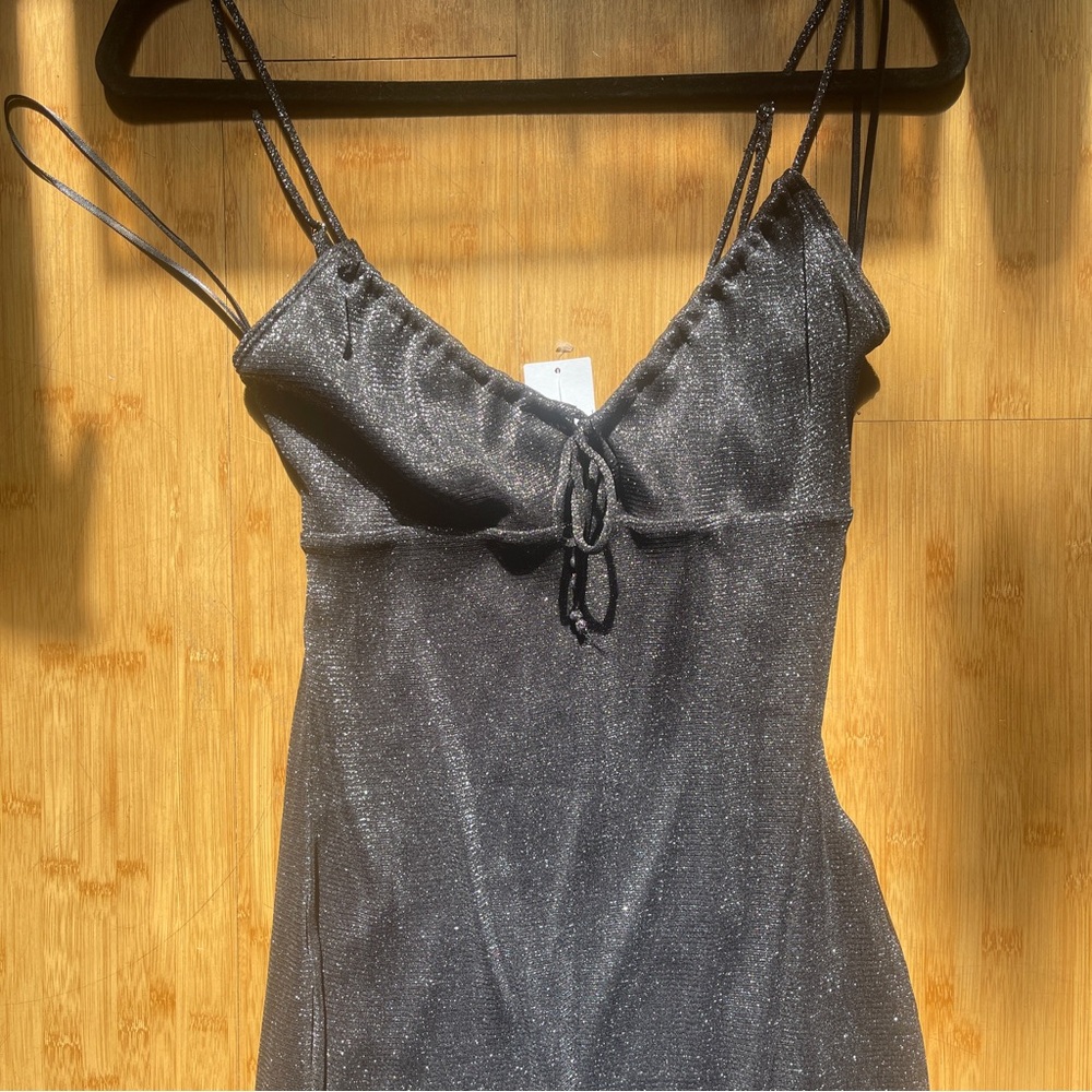 Urban Outfitters Maxi Black Glittery Sheath Dress
